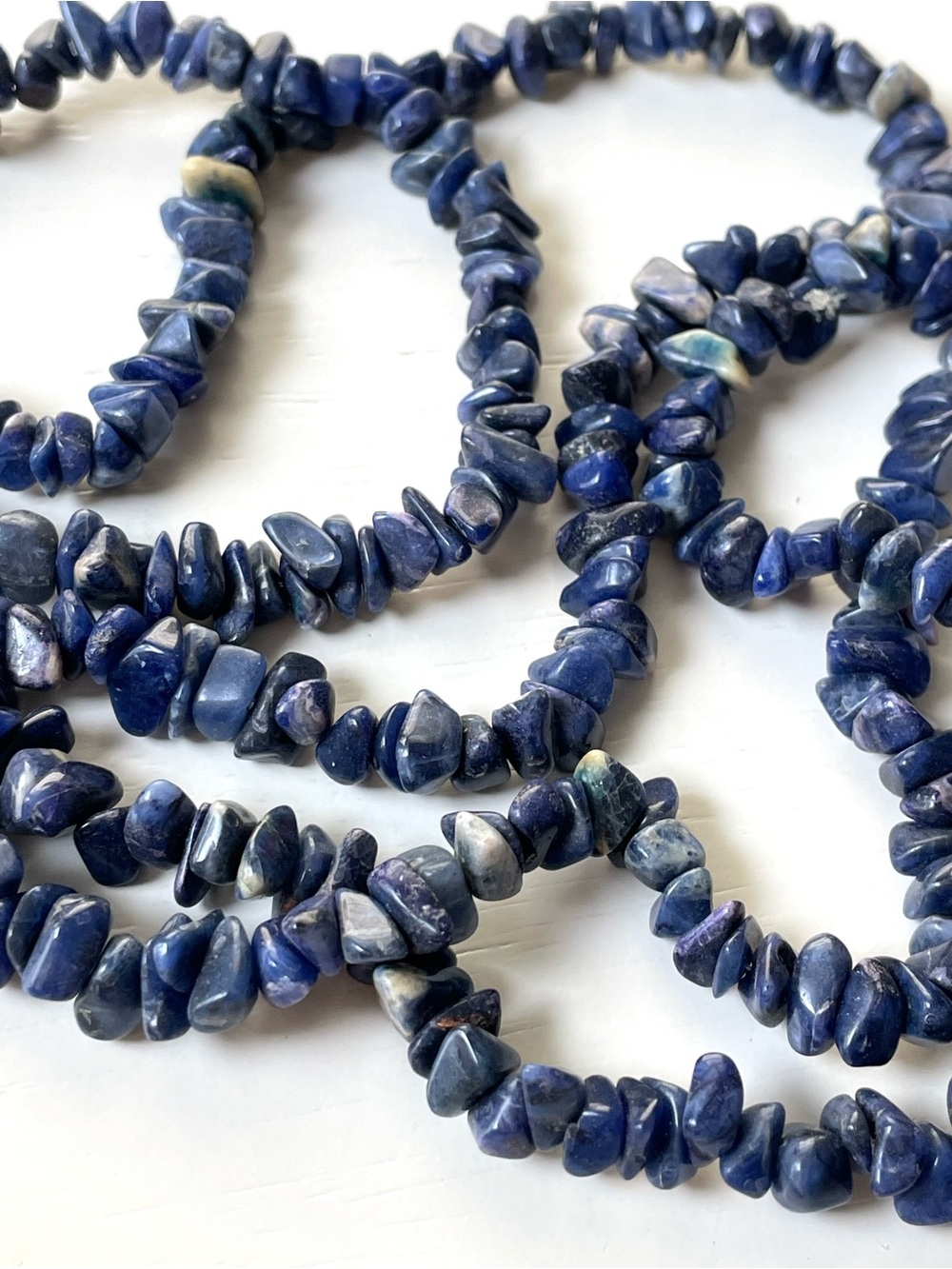 Vintage polished sodalite/lapis chip necklace no clasp boho fairycore wilderkind